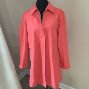 White Stag Women’s Floral Lined Bright Coral Rain Jacket Size 12/14